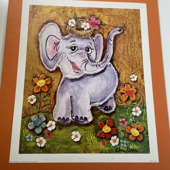 Edna Vierra Print Lot Lion Owl Elephant 1970s Kitsch Retro Decor - Picture 6 of 11